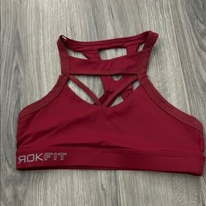 Red Strappy Sports Bra with Cutout Details by